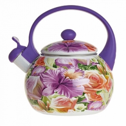 Чайник эмал. 2,5л. ЕМ-1318 Орхидея